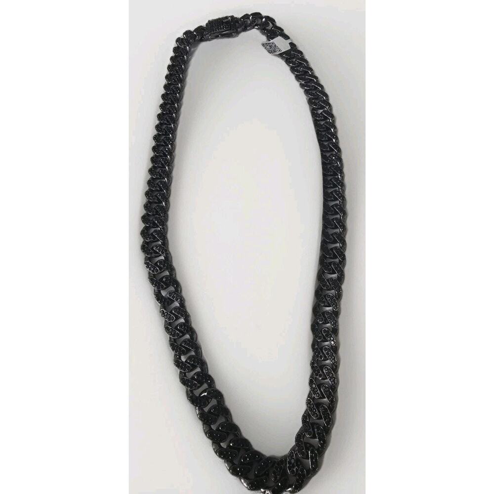 24in. Black Cuban Link box lock Chain Necklace 13mm Fashion Hip Hop Jewelry